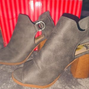 Grey Ankle Heeled Booties